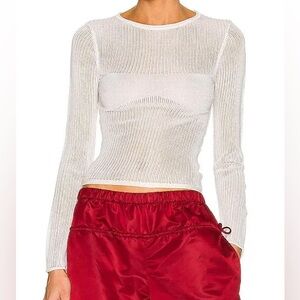 HOURS Aya Glow In The Dark Mesh Top in White Glow
h:ours